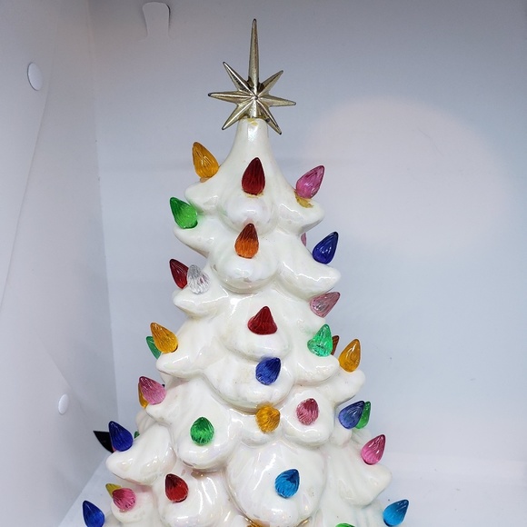 none Other - Vintage Christmas tree light up white! 15 inches t